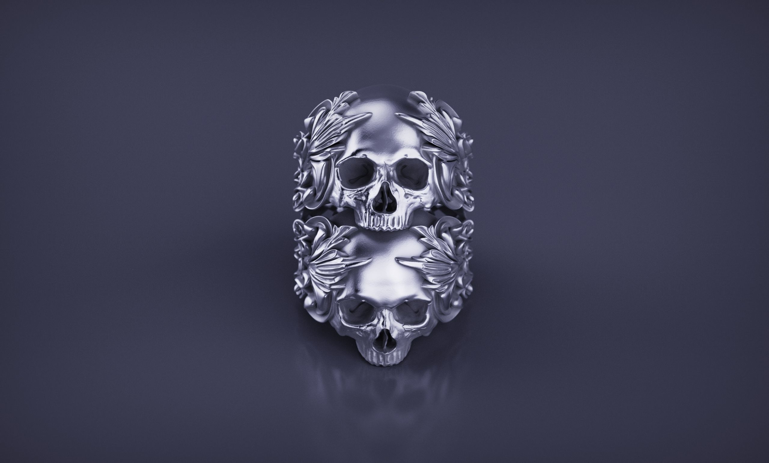 Ornated Skull Ring Printable and Castable 3D print model_14