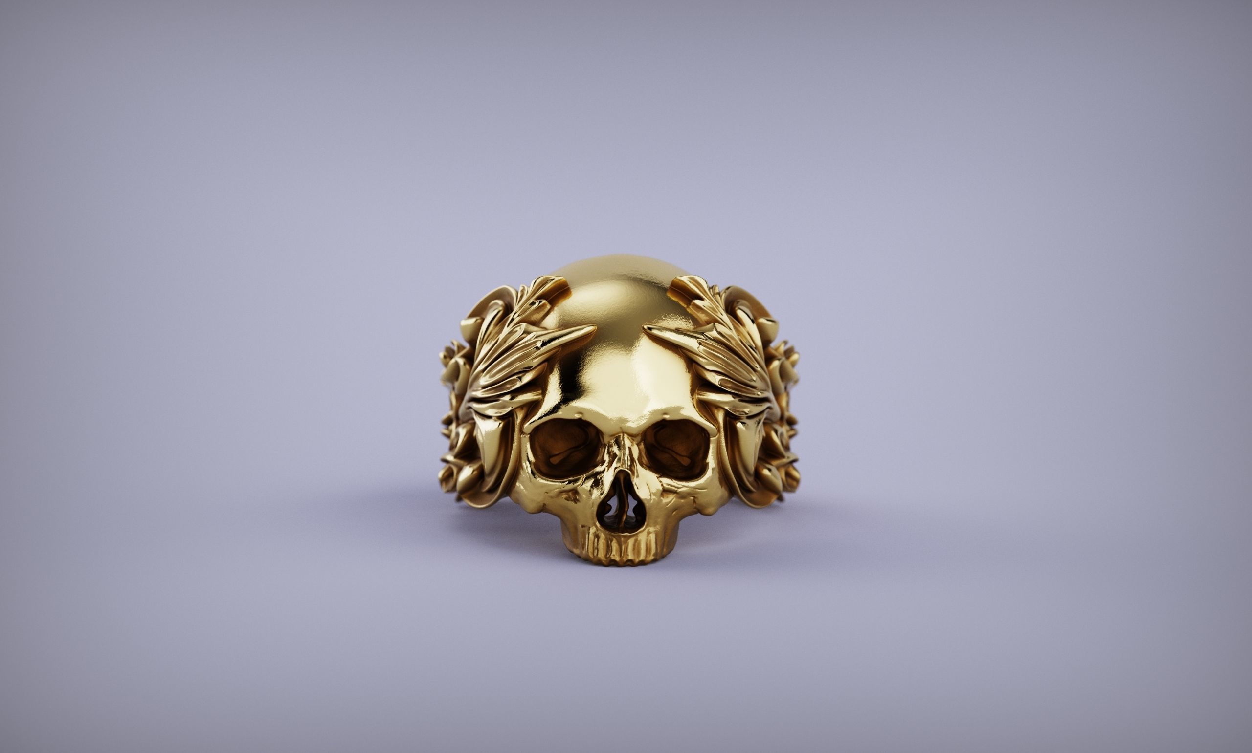 Ornated Skull Ring Printable and Castable 3D print model_10