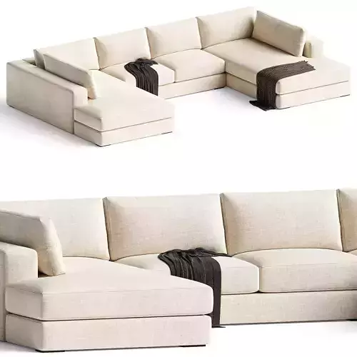 Oceanside 3-Piece Double Bumper Sectional Sofa