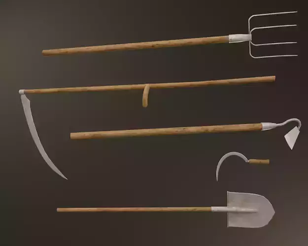 Agricultural Tools Collection  Low-poly 3D model