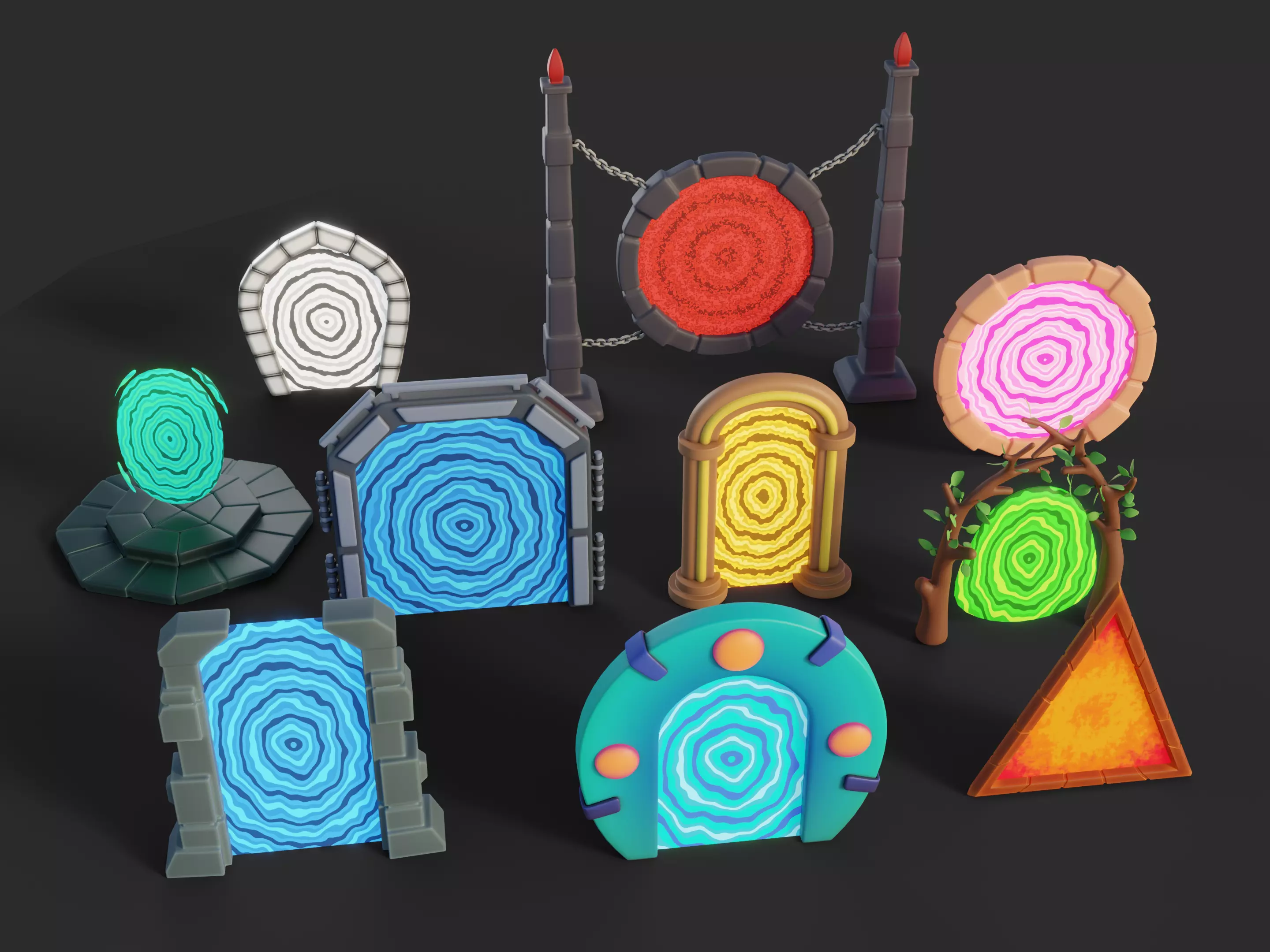 Cartoon Portals Collection Low-poly 3D model_0