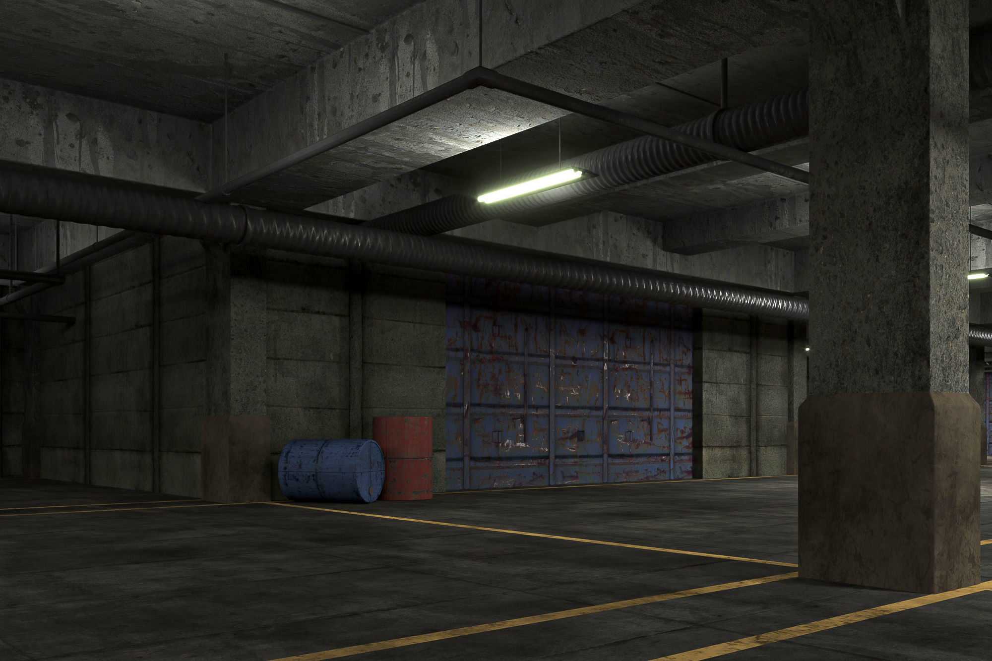 basement low poly underground parking 02 Low-poly 3D model_3