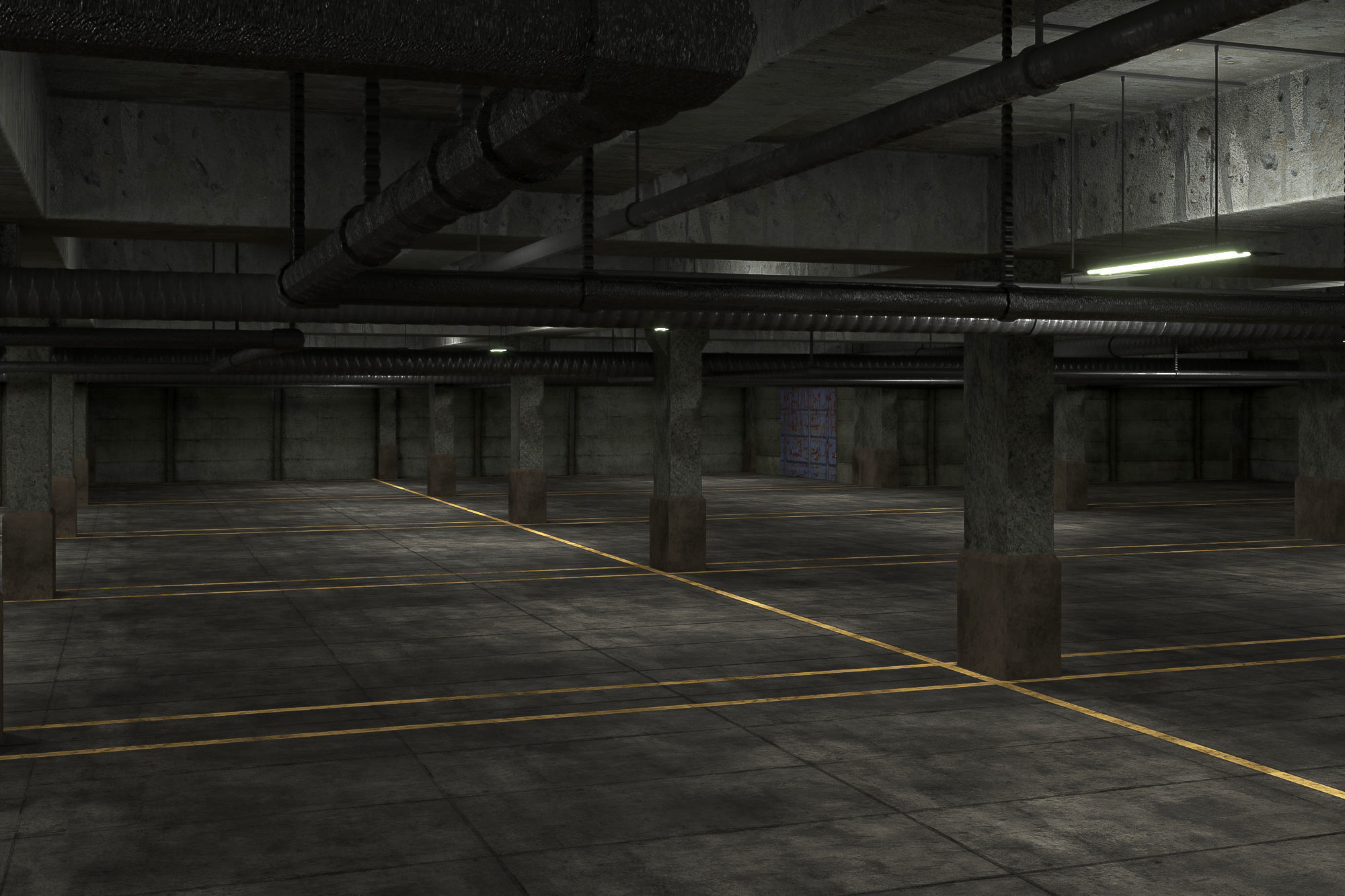 basement low poly underground parking 02 Low-poly 3D model_4