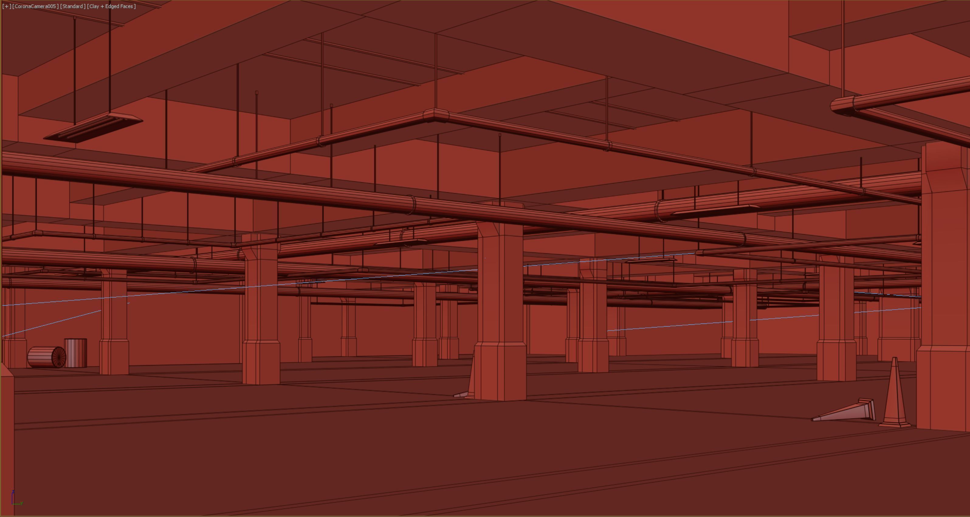 basement low poly underground parking 02 Low-poly 3D model_8