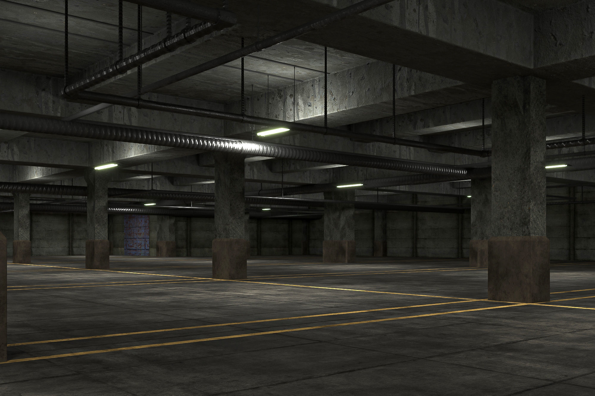 basement low poly underground parking 02 Low-poly 3D model_2