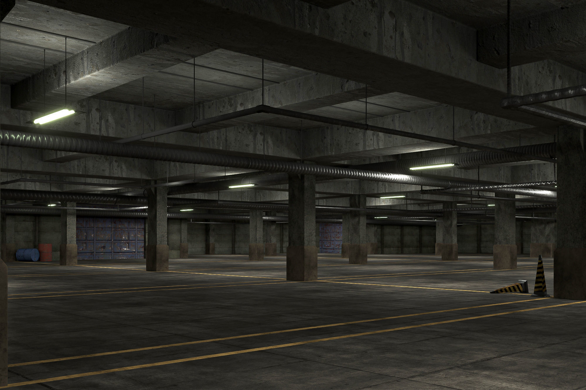 basement low poly underground parking 02 Low-poly 3D model_1
