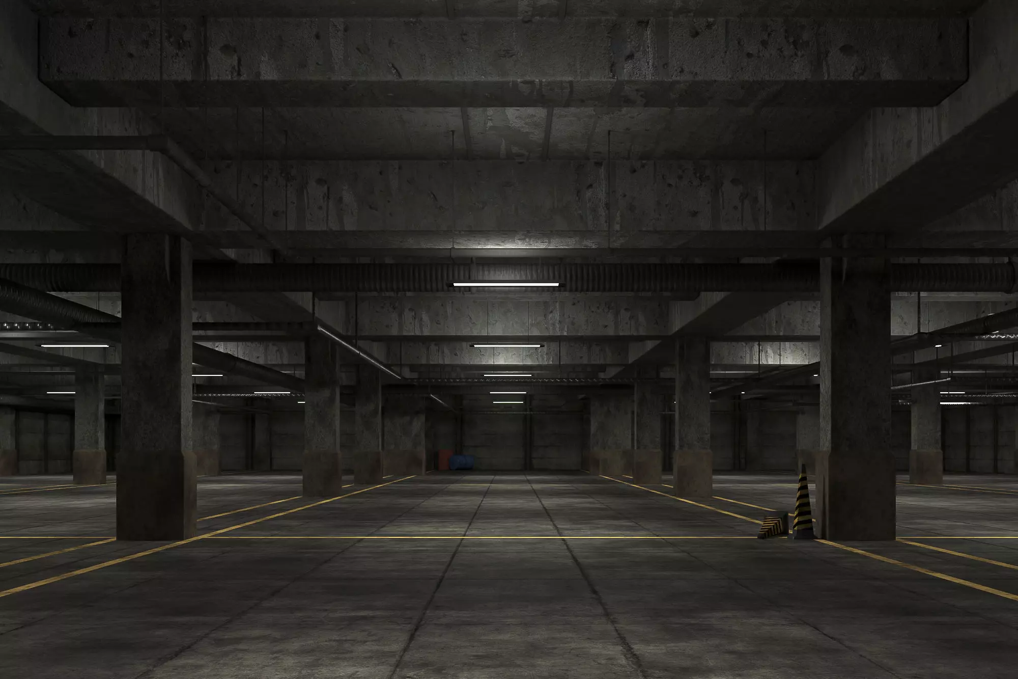 basement low poly underground parking 02 Low-poly 3D model_0