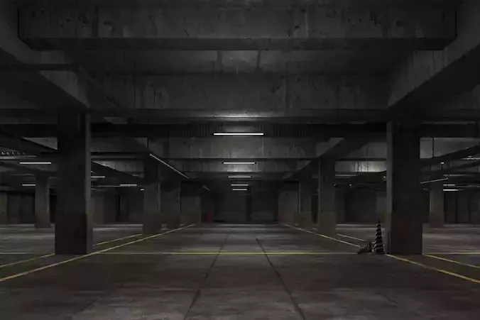 basement low poly underground parking 02 Low-poly 3D model