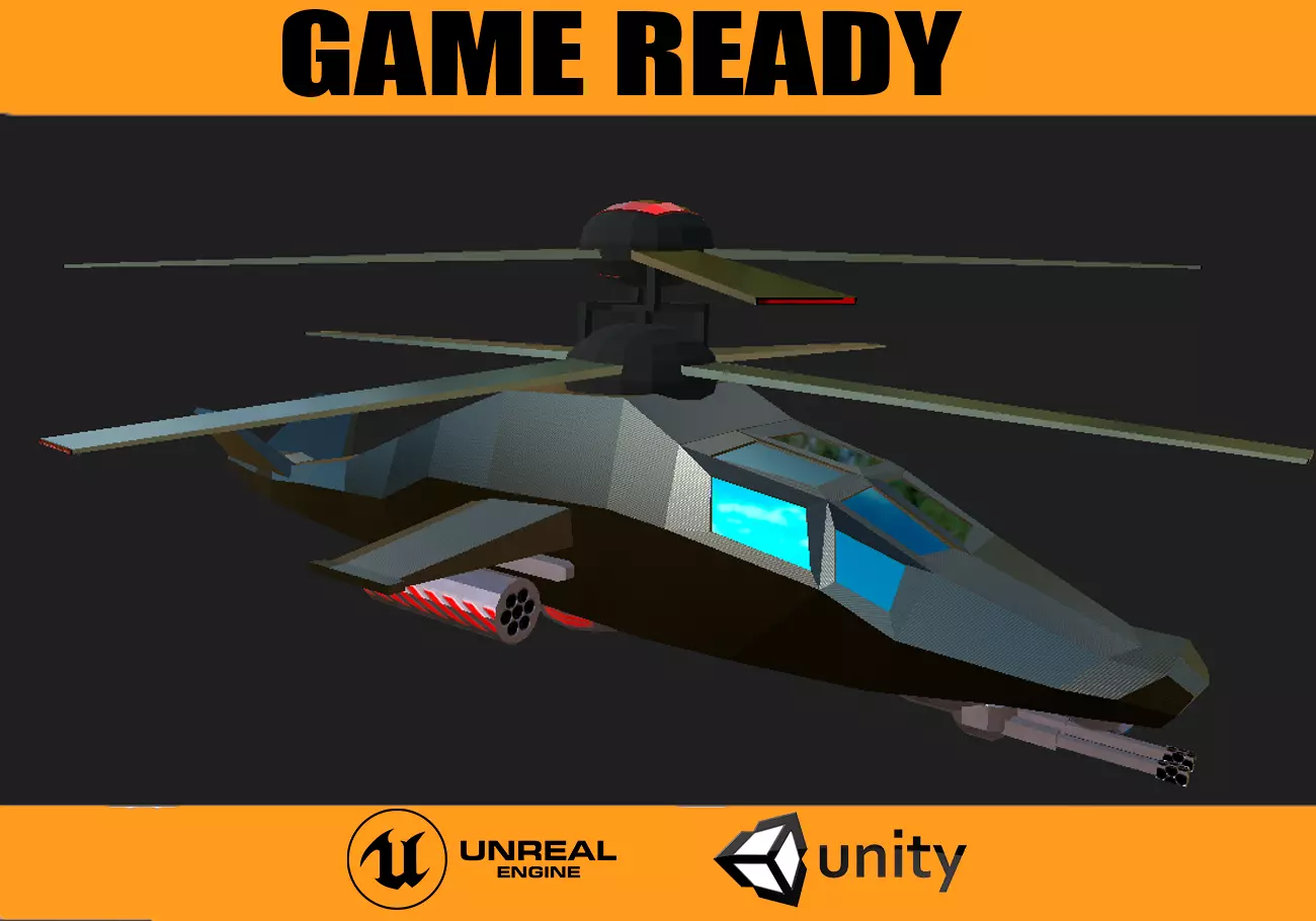 copter Low-poly 3D model_0