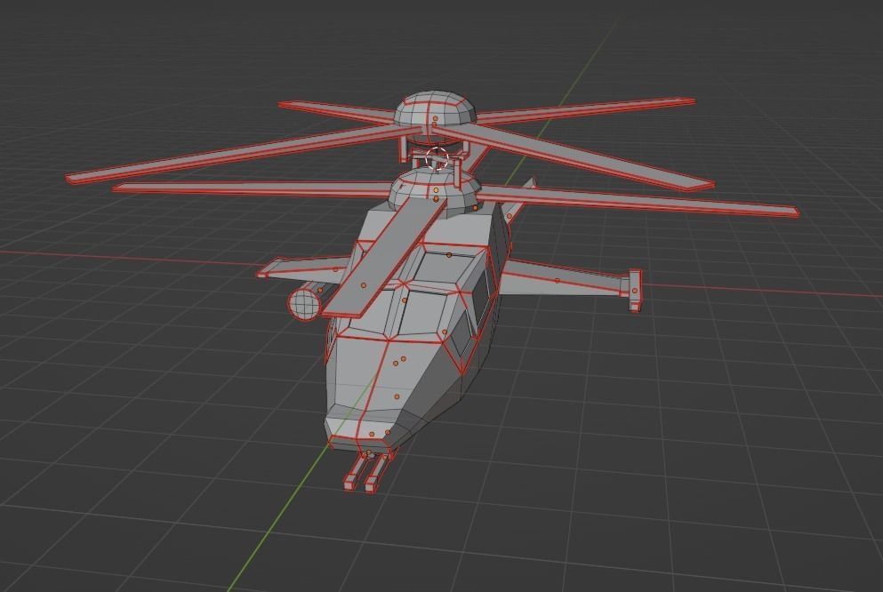 copter Low-poly 3D model_2