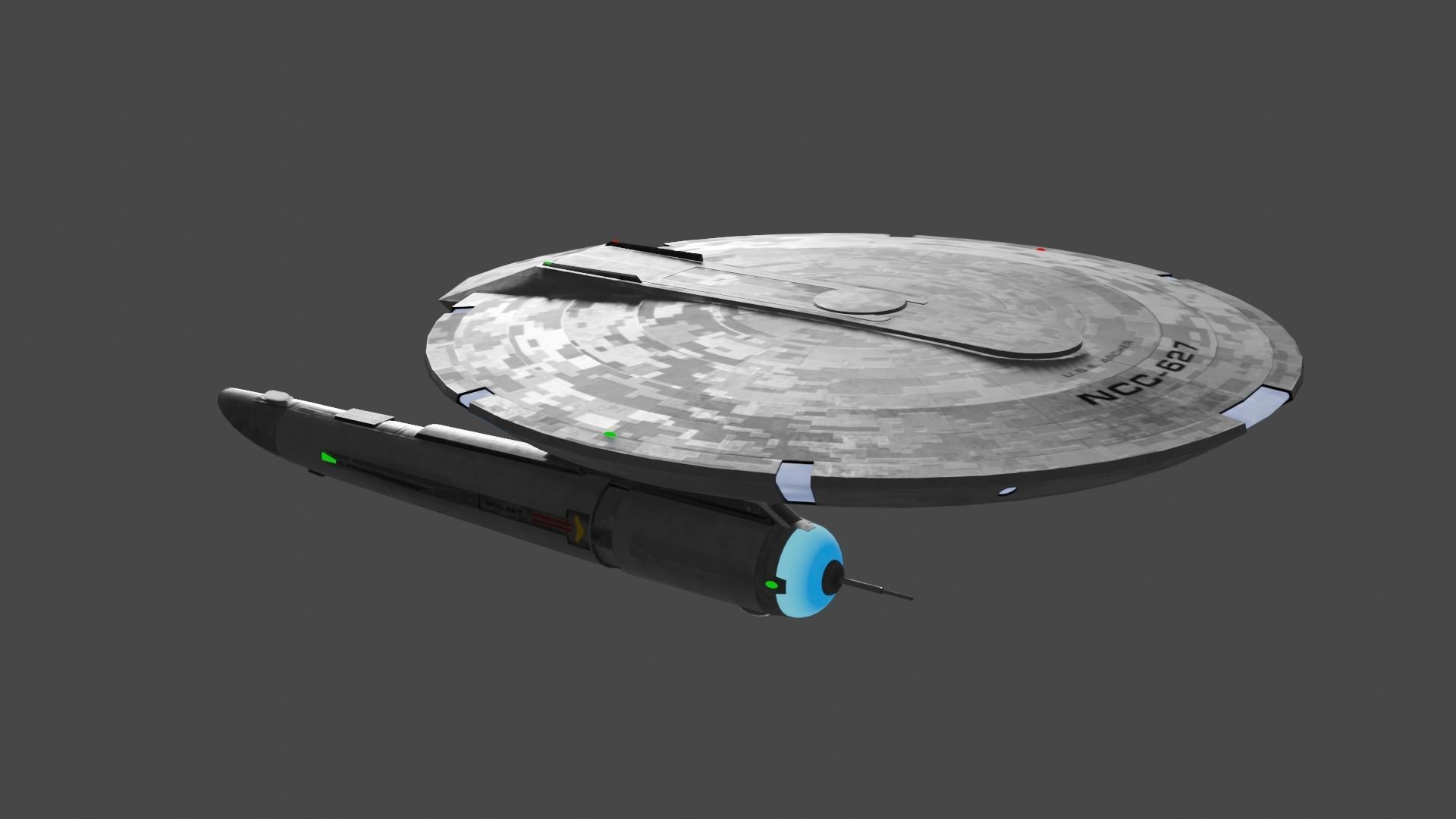 3D model Star Trek USS Archer NCC-627 Starship VR / AR / low-poly