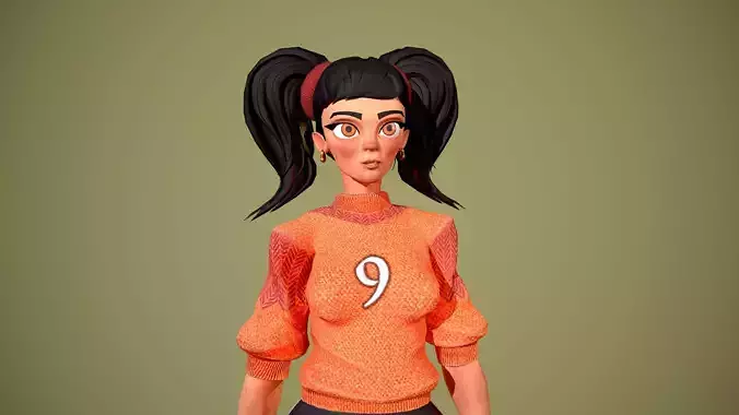 Basket girl  Low-poly 3D model