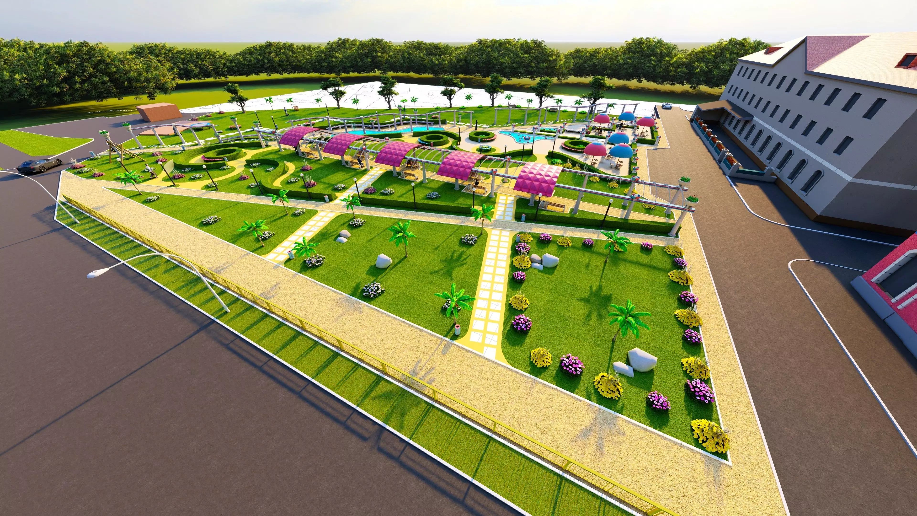 Landscape design 3D model stunning views Low-poly 3D model_0