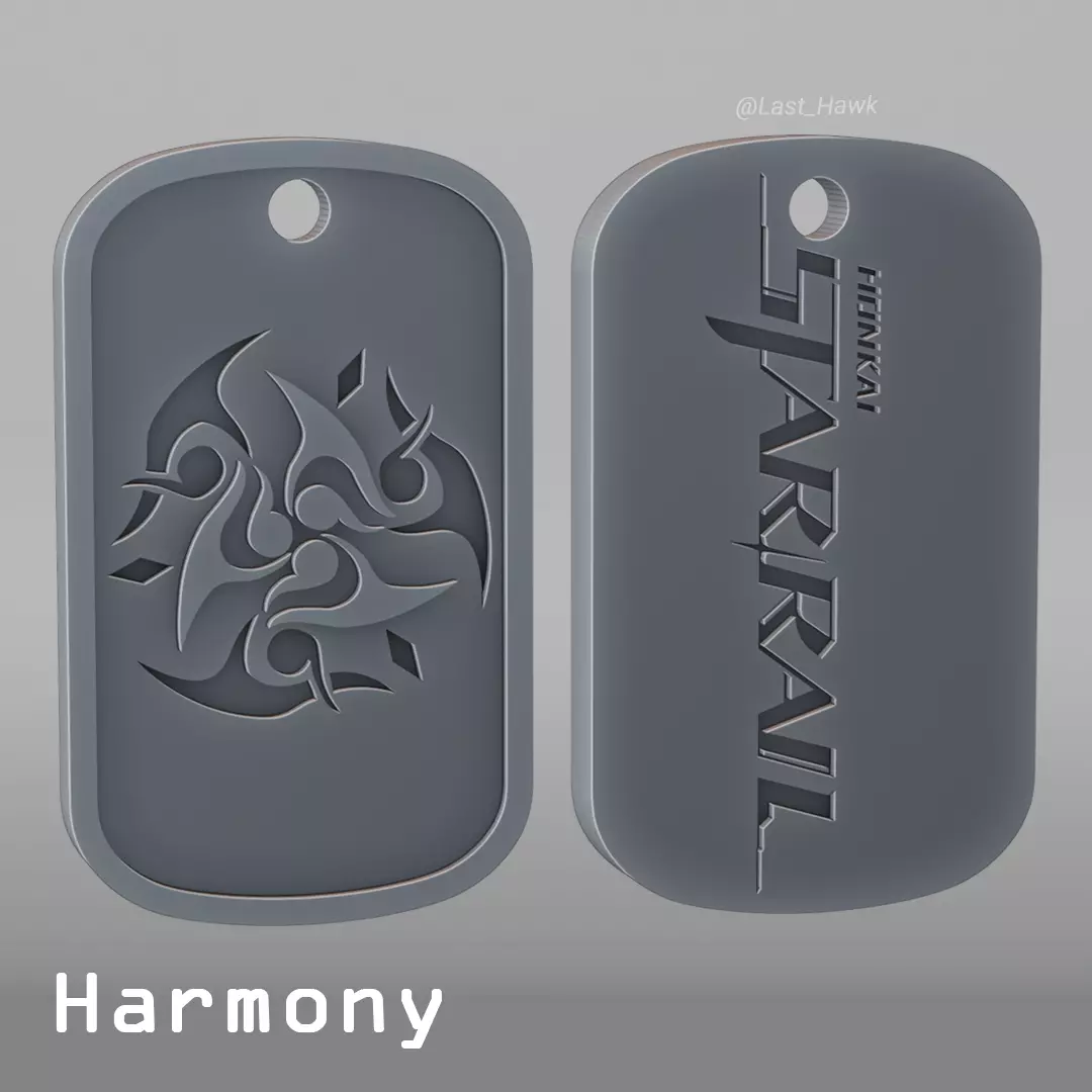 Harmony dogtag Honkai Star 3D print model_0
