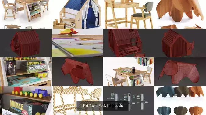 Kid Table Pack 3D Model Collection