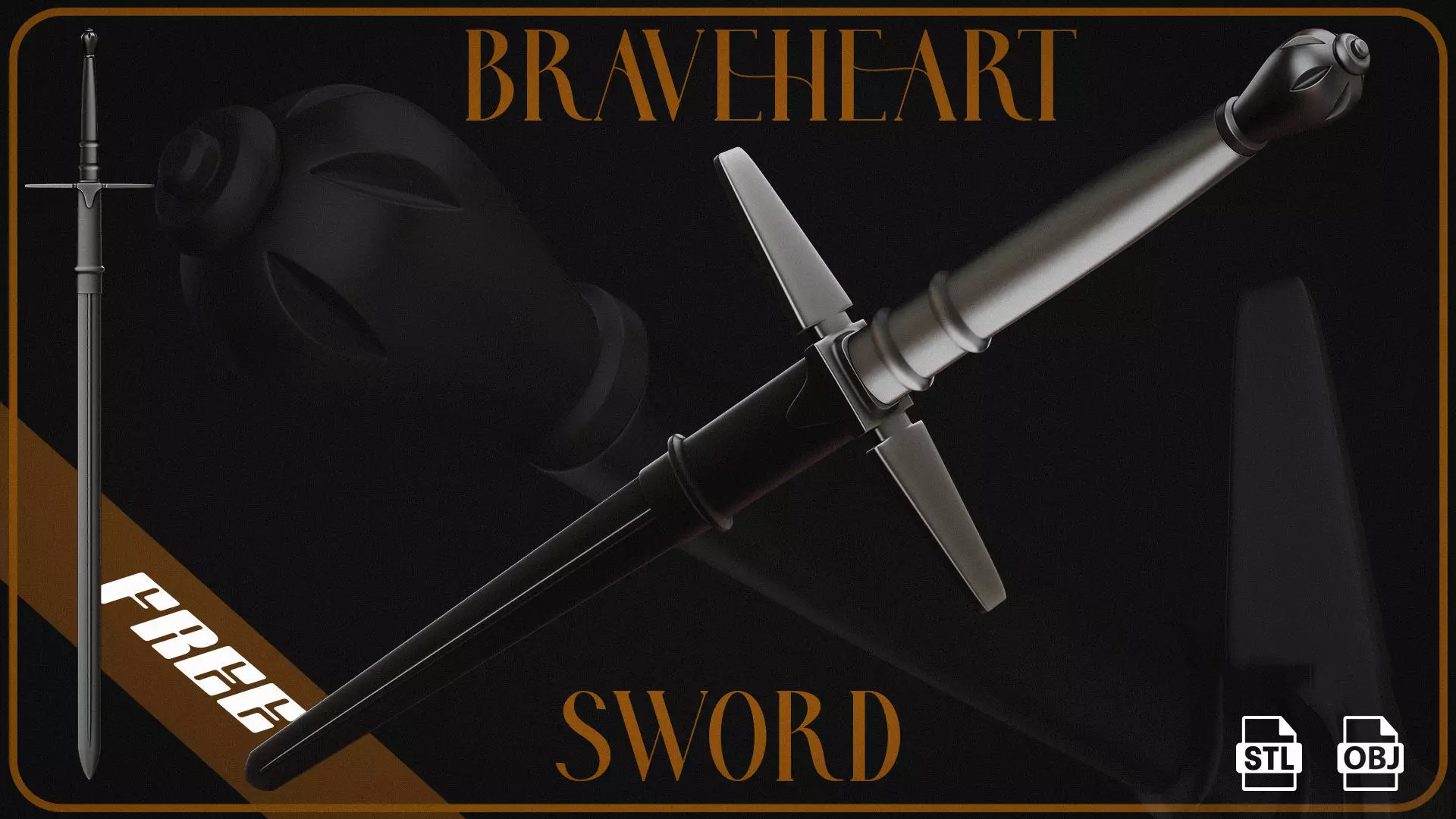 Braveheart Sword OBJ STL Free 3D model