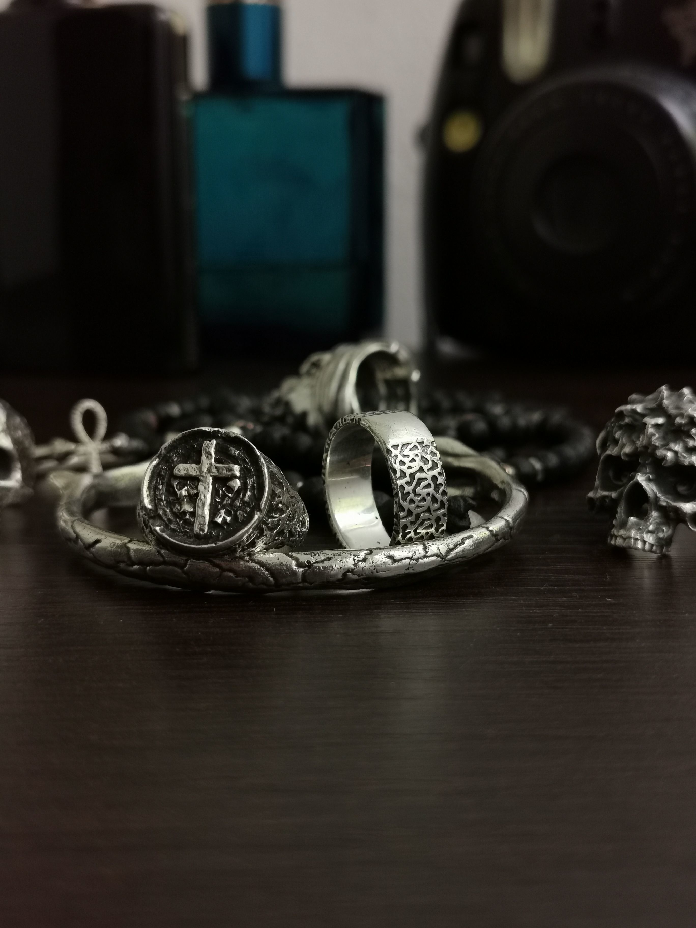 Signet Ring with Cross and Skulls ready for 3D print 3D print model_15