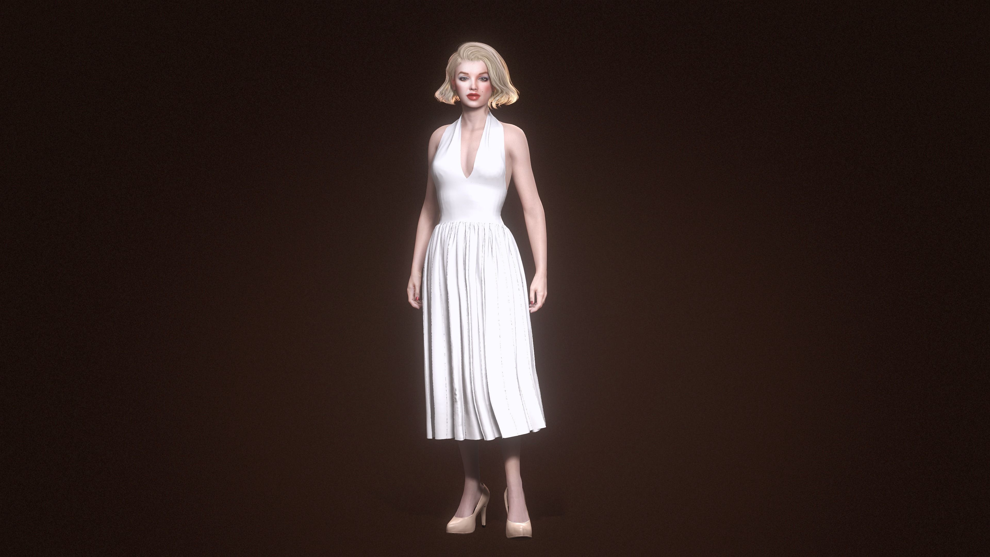 Marilyn Monroe Look alike- Female Character and Dress 3D model_5