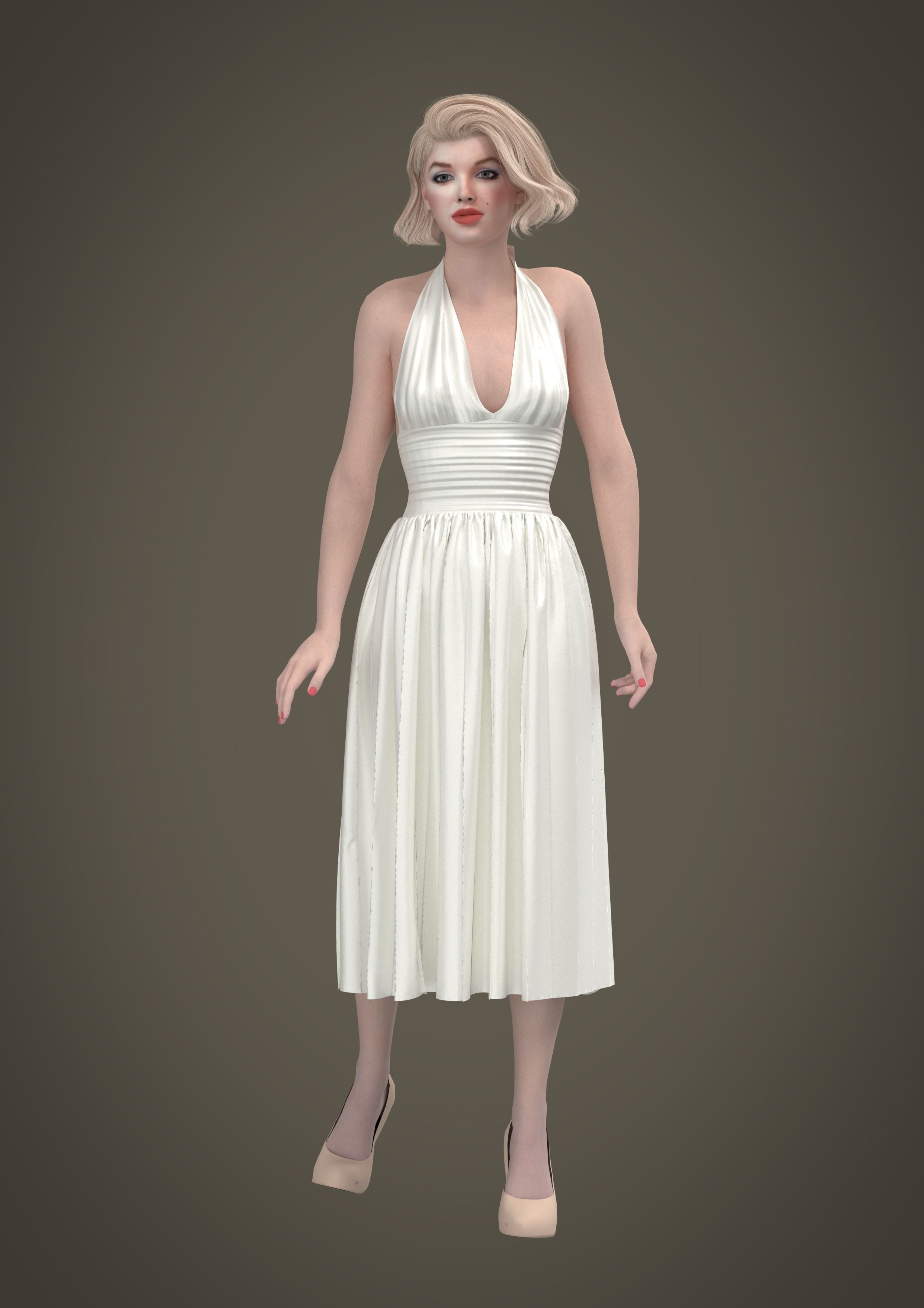 Marilyn Monroe Look alike- Female Character and Dress 3D model_4