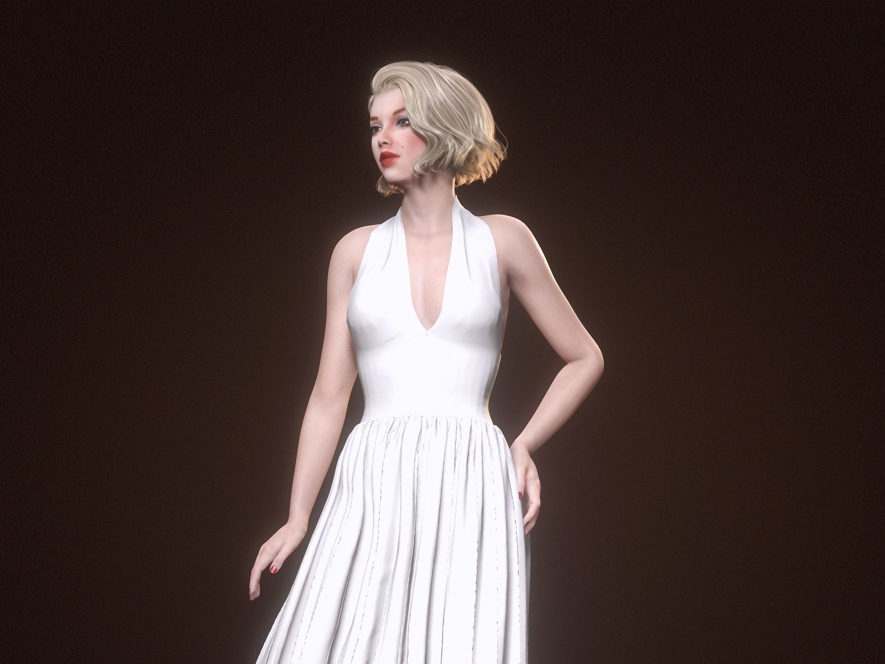 Marilyn Monroe Look alike- Female Character and Dress 3D model_1