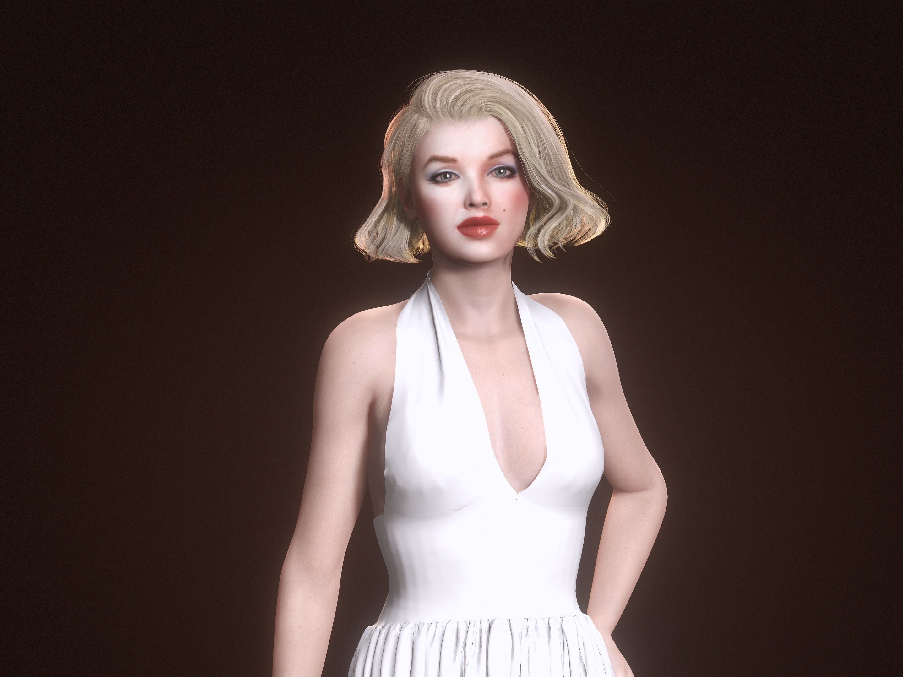 Marilyn Monroe Look alike- Female Character and Dress 3D model_7