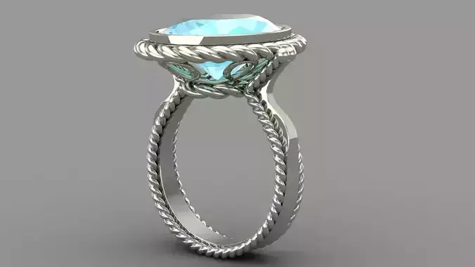ring braid twist oval gem