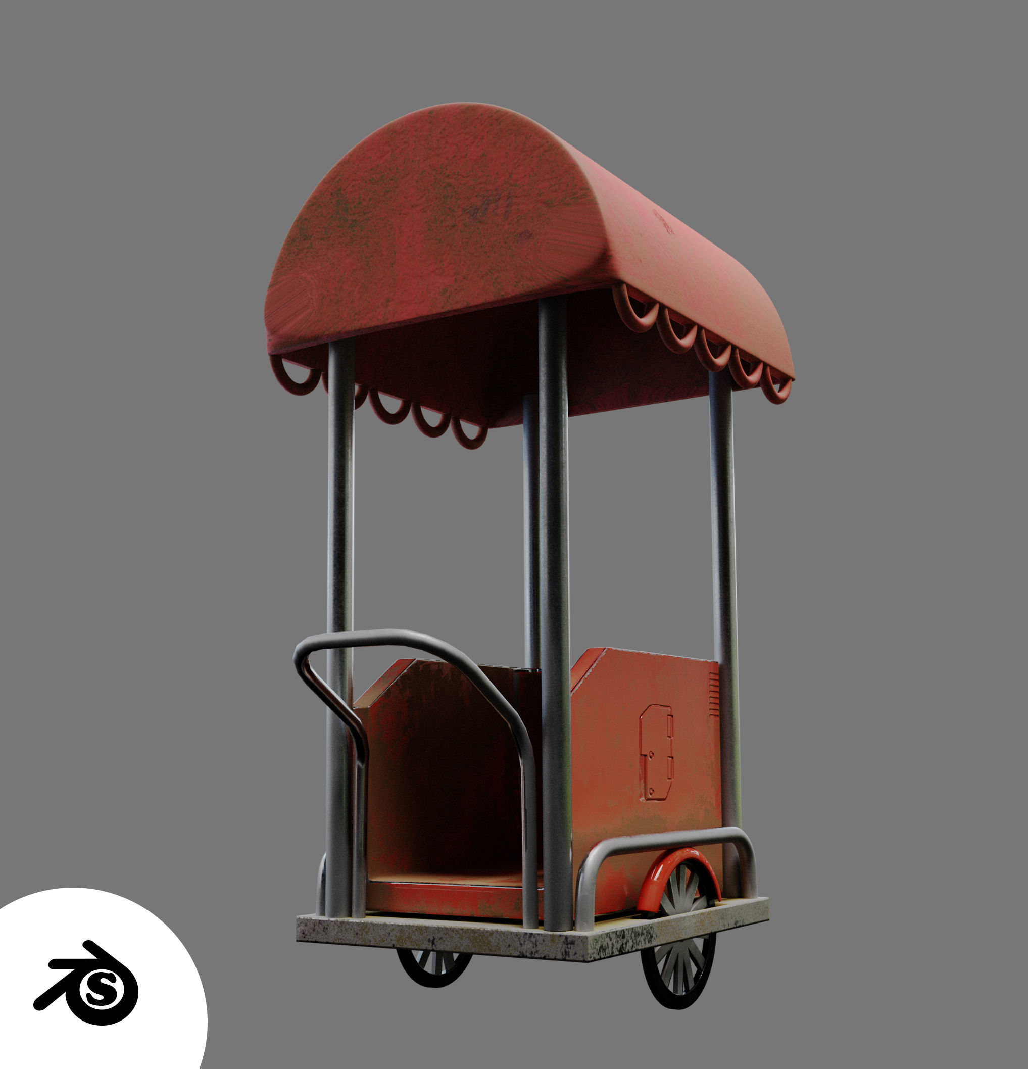 Trolley assets for gaming 3D model_1
