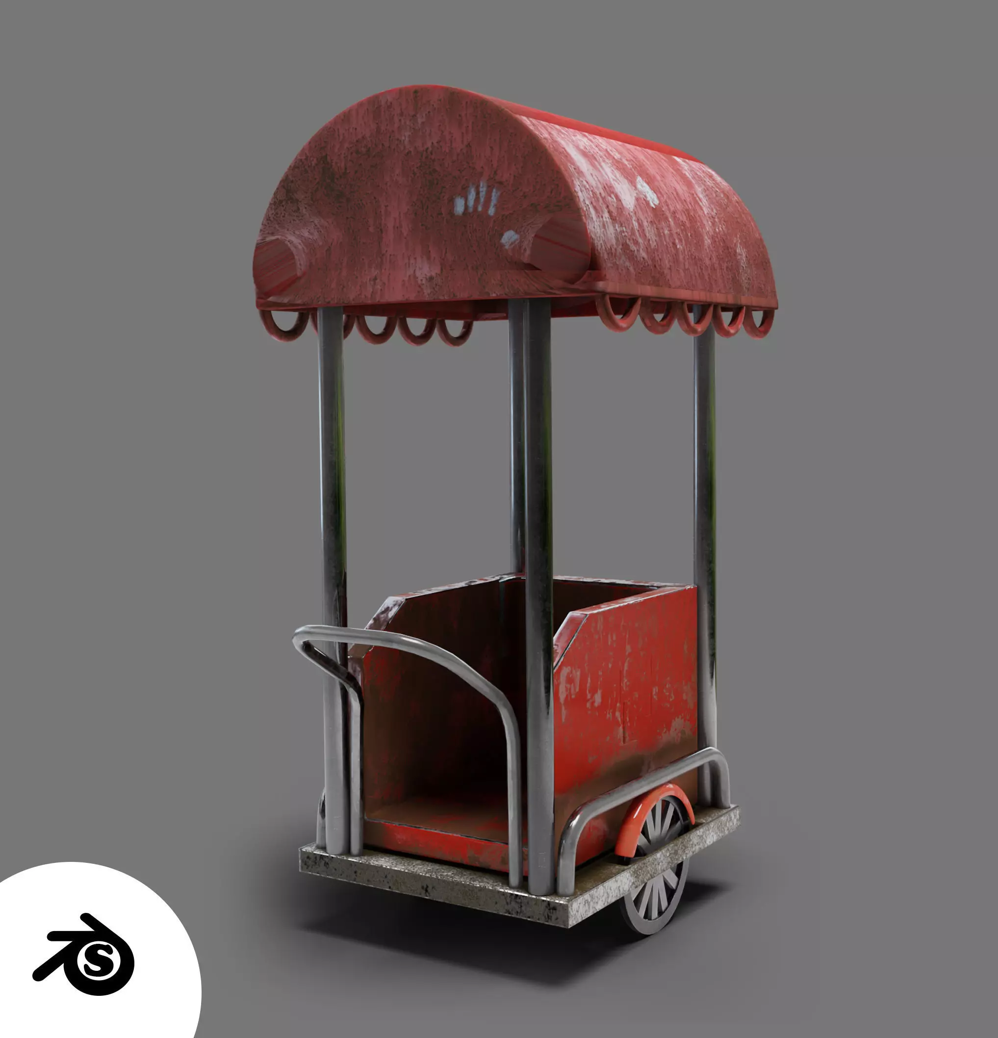 Trolley assets for gaming 3D model_0