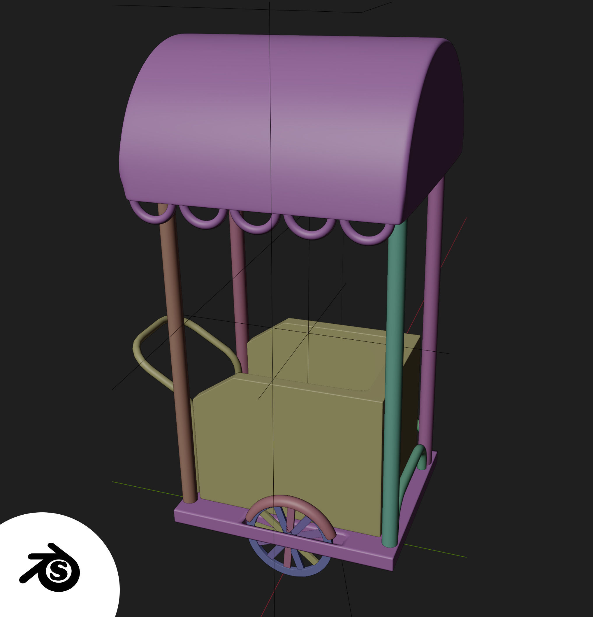 Trolley assets for gaming 3D model_3