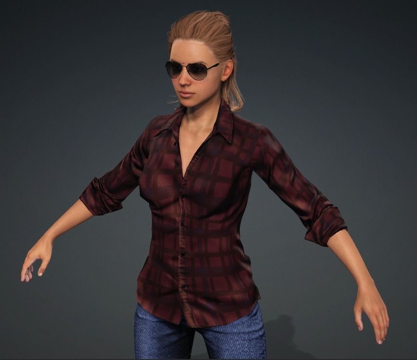 Glory - Female Rigged 3d Character  Low-poly 3D model_1
