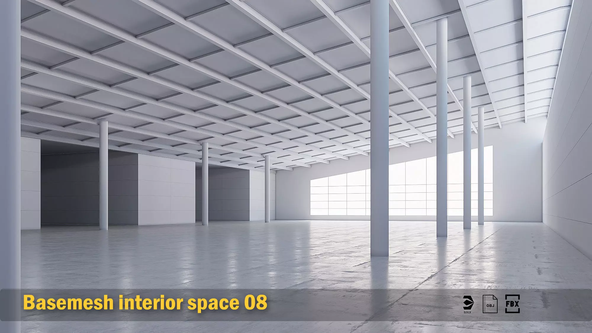 Basemesh interior space 08 Low-poly 3D model_0