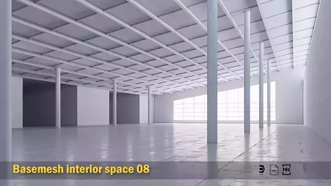 Basemesh interior space 08 Low-poly 3D model