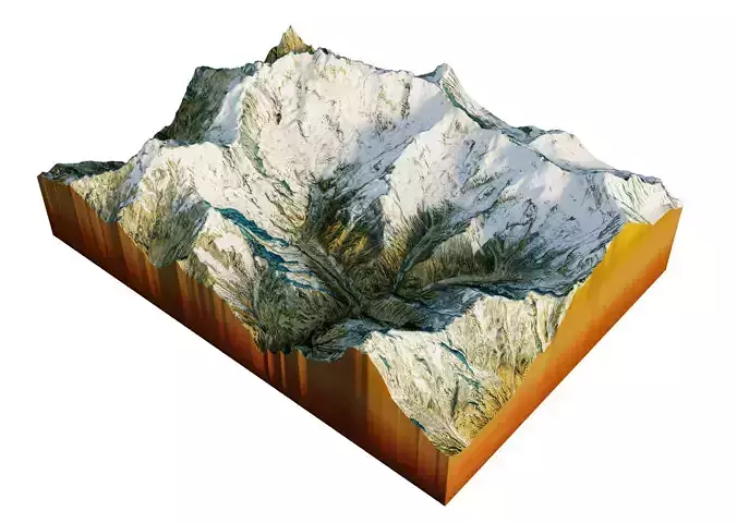 Annapurna snowy mountains 3D Terrain 3D model