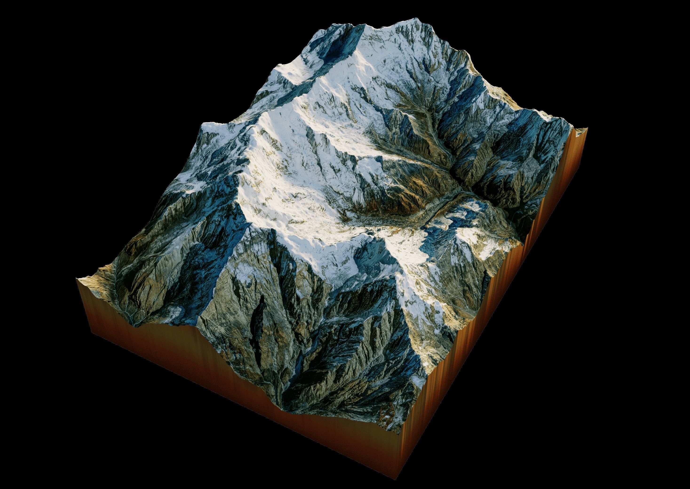 Annapurna snowy mountains 3D Terrain 3D model_5
