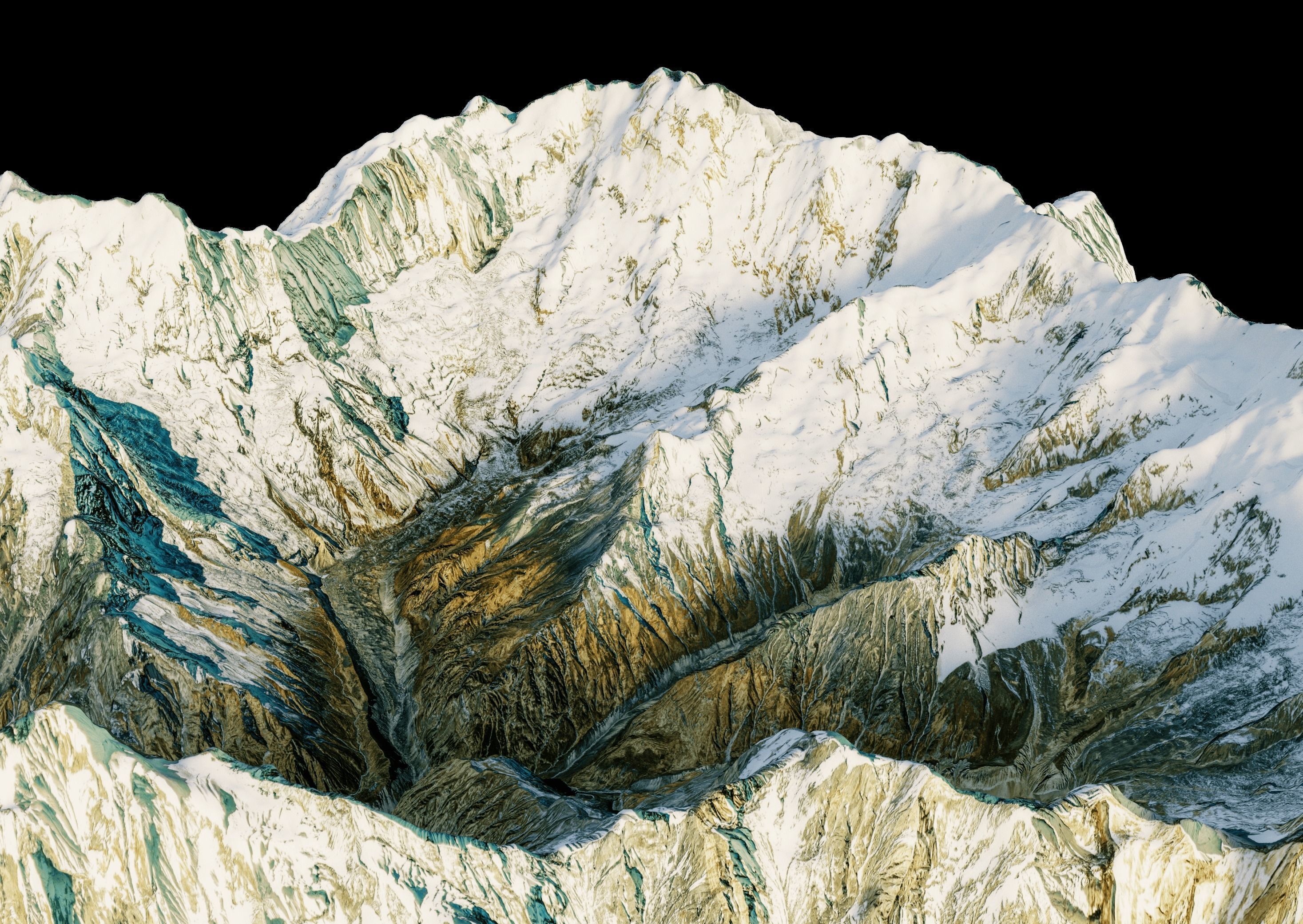 Annapurna snowy mountains 3D Terrain 3D model_3