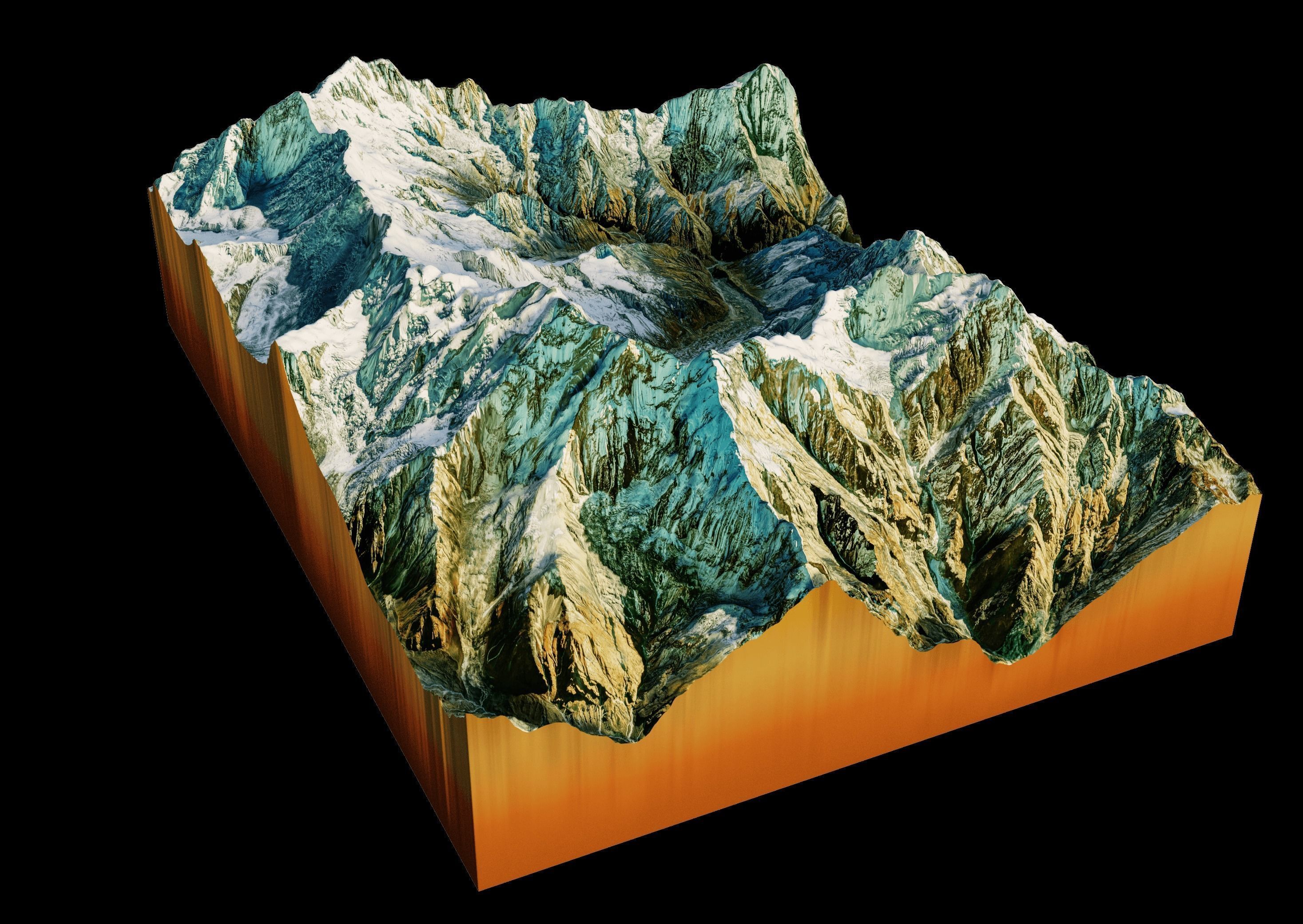 Annapurna snowy mountains 3D Terrain 3D model_6