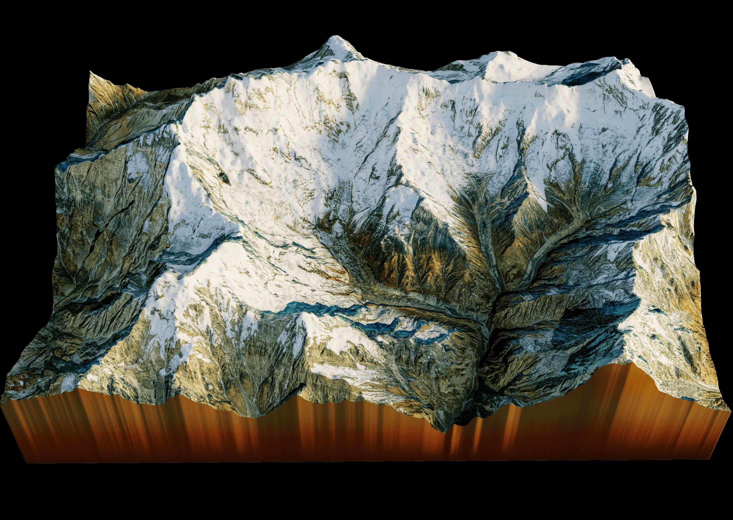 Annapurna snowy mountains 3D Terrain 3D model_1