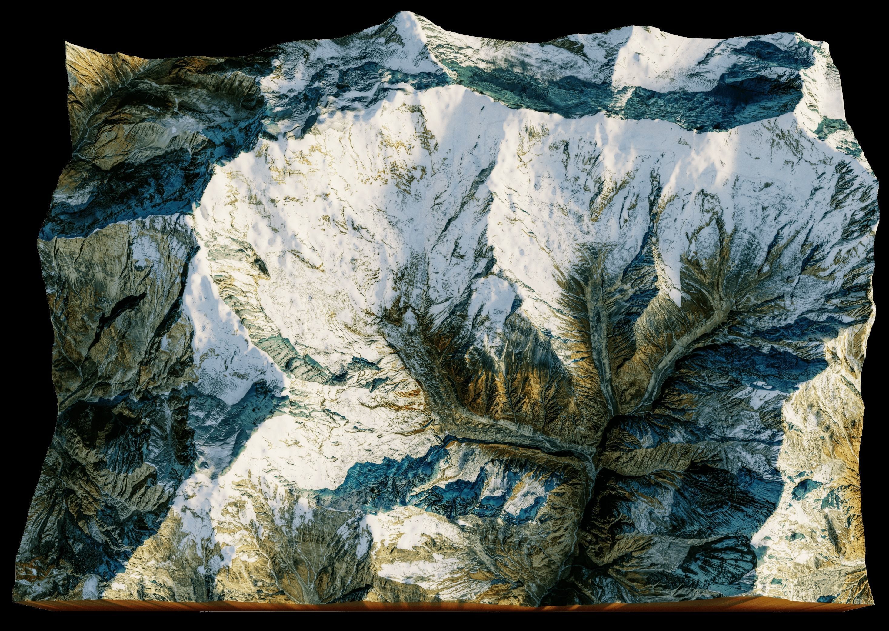 Annapurna snowy mountains 3D Terrain 3D model_4