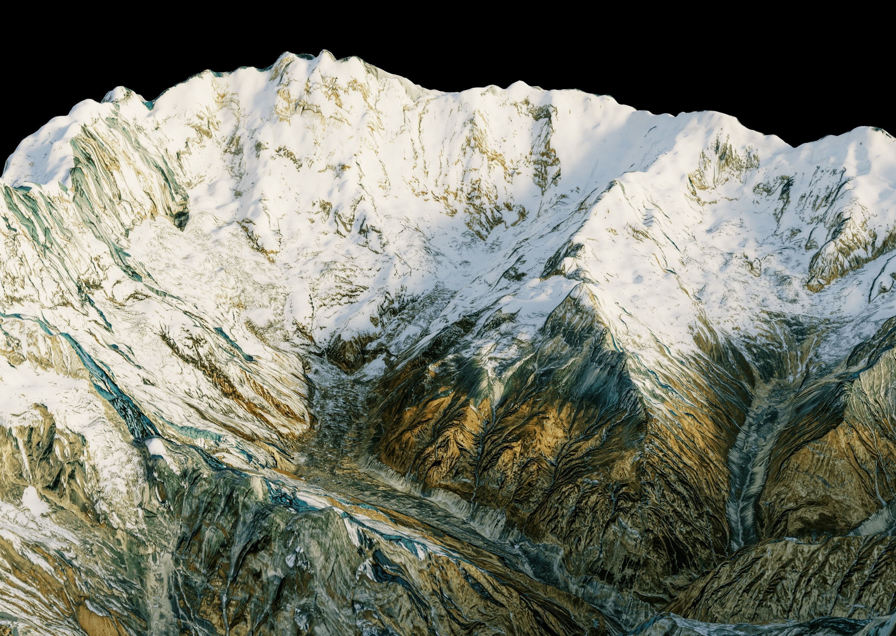 Annapurna snowy mountains 3D Terrain 3D model_2