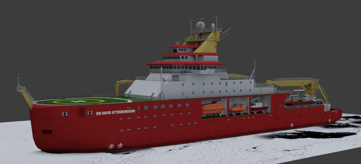 Antarctic Research vessel 3D model Low-poly 3D model_2