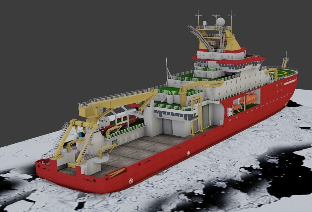 Antarctic Research vessel 3D model Low-poly 3D model_4