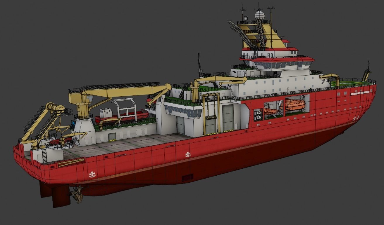 Antarctic Research vessel 3D model Low-poly 3D model_13
