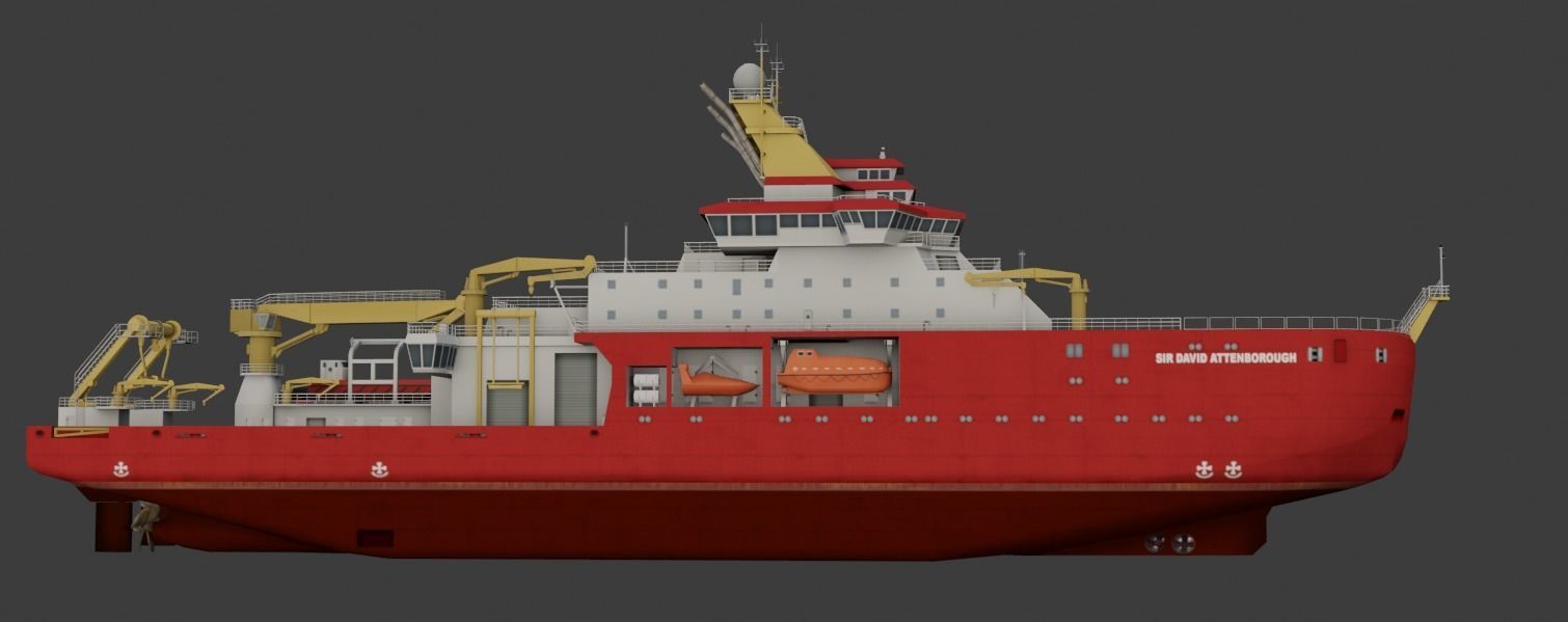 Antarctic Research vessel 3D model Low-poly 3D model_12