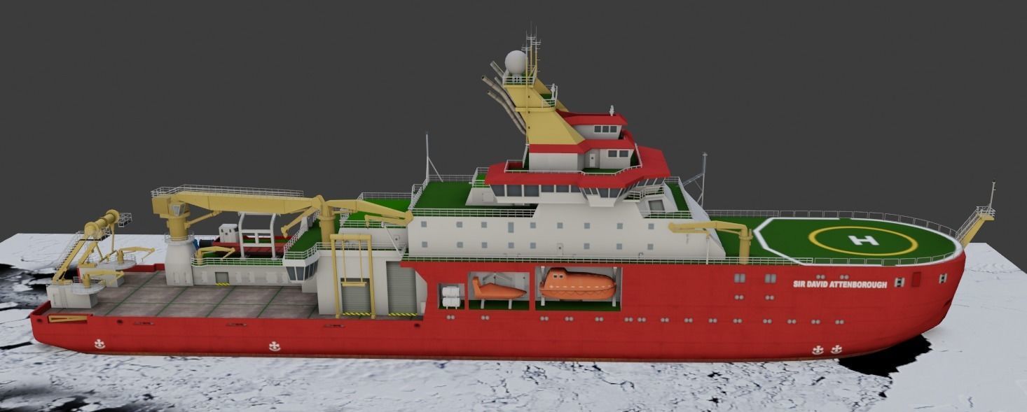 Antarctic Research vessel 3D model Low-poly 3D model_6