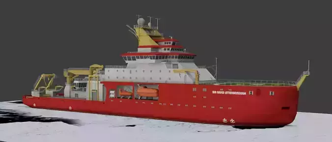Antarctic Research vessel 3D model Low-poly 3D model