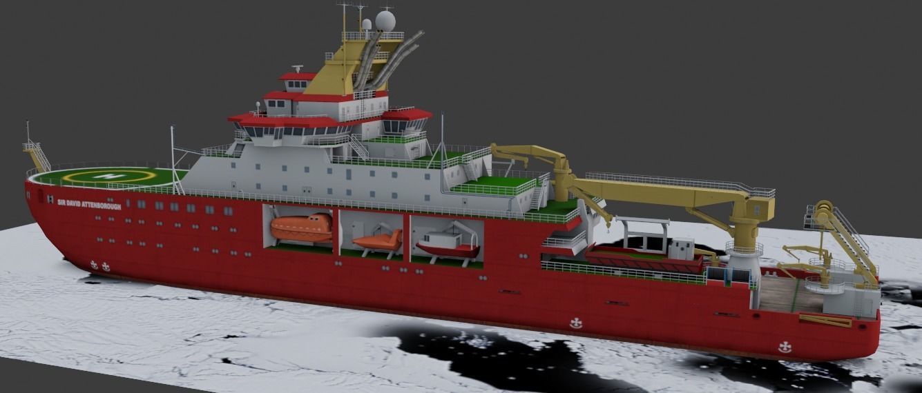 Antarctic Research vessel 3D model Low-poly 3D model_3