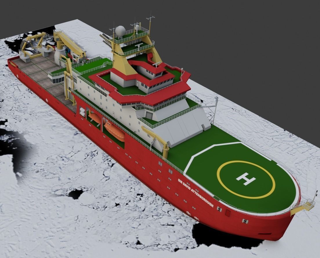 Antarctic Research vessel 3D model Low-poly 3D model_7