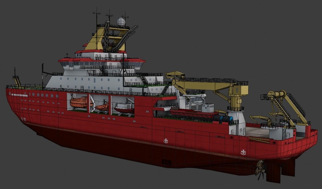 Antarctic Research vessel 3D model Low-poly 3D model_15