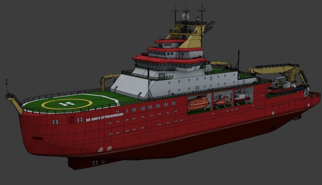 Antarctic Research vessel 3D model Low-poly 3D model_14