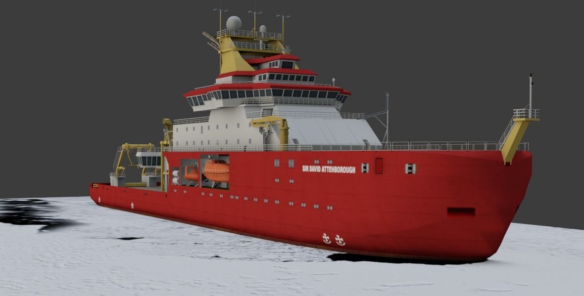 Antarctic Research vessel 3D model Low-poly 3D model_1
